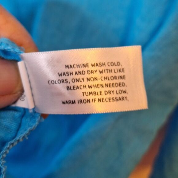 Old‎ Navy Womens Size XL Linen Blend Tunic Top Blue Embroidered Crochet Pullover - Picture 9 of 9